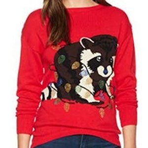 ISABELLAS Closet Womens Racoon Ugly Christmas Sweater, Various Sizes